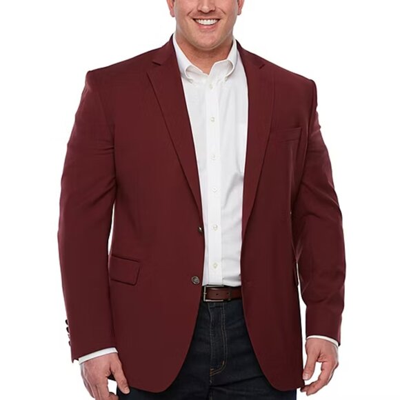 Men's Stafford Big & Tall Hopsack Blazer - Burgundy - Various Sizes - NWT - Picture 1 of 1